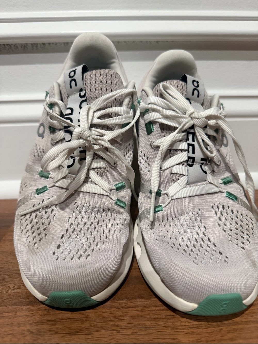 On Running Women's Sneakers White with Mint Green Accents